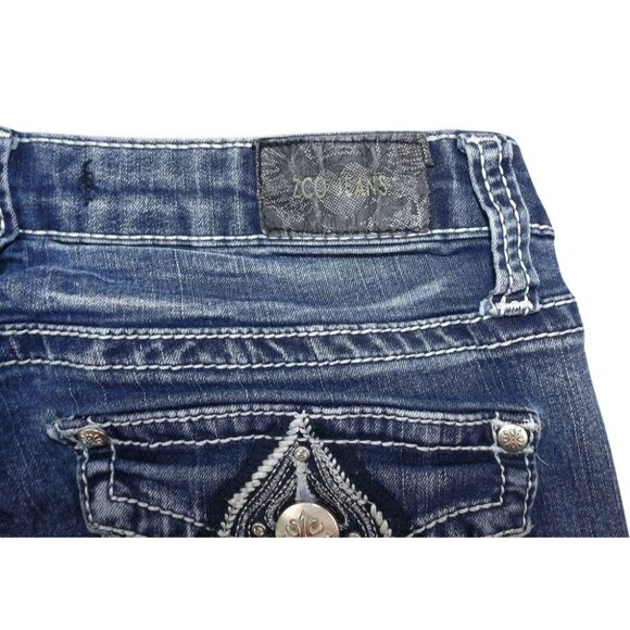ZCO Jeans Womens Fluer De Lis Hipster Back Pockets Bling size 7 Juniors JH853 - Picture 4 of 4